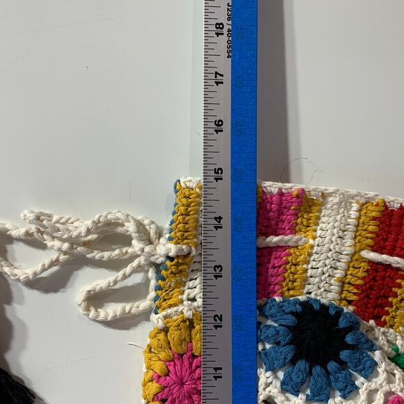 Farm Rio Multi Circles Crochet Shorts Size M Cream Cotton Floral Vibrant Boho - Picture 10 of 12